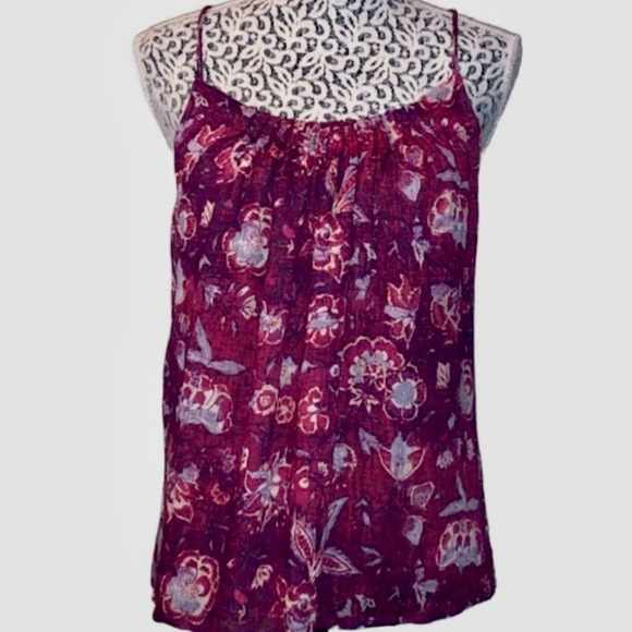Lucky Brand Floral Print Sleeveless Halter Style Top Deep Fuchsia, NWOT- Size XS - Picture 2 of 6